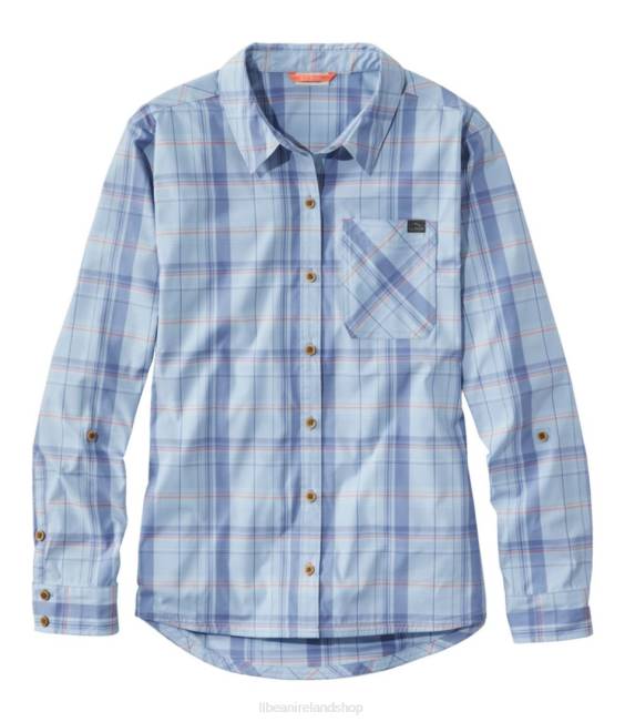 L.L.Bean Everyday SunSmart Woven Shirt Long-Sleeve Women J46J322 Clothing Larkspur Plaid