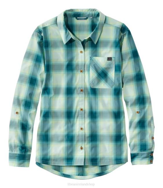 L.L.Bean Everyday SunSmart Woven Shirt Long-Sleeve Women J46J5838 Clothing Cool Sea Blue Plaid