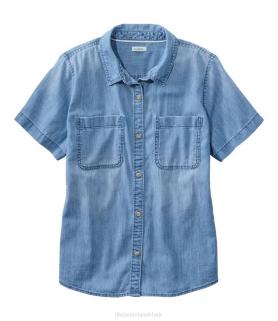 L.L.Bean Heritage Washed Lightweight Denim Shirt Women J46J679 Clothing Light Indigo