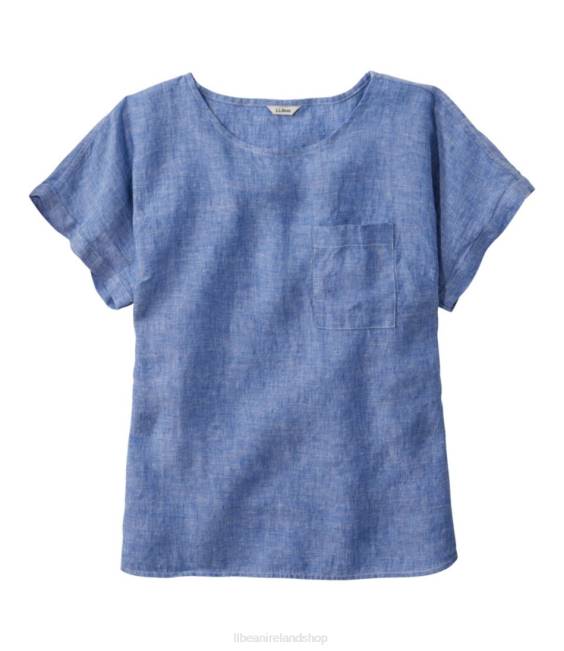 L.L.Bean Premium Washable Linen Shirt Women J46J3124 Clothing Cool Blue