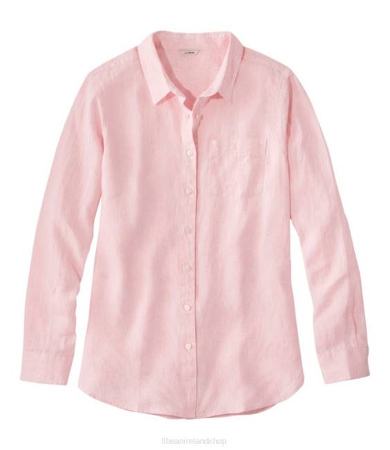 L.L.Bean Premium Washable Linen Shirt Women J46J5694 Clothing Shell Pink