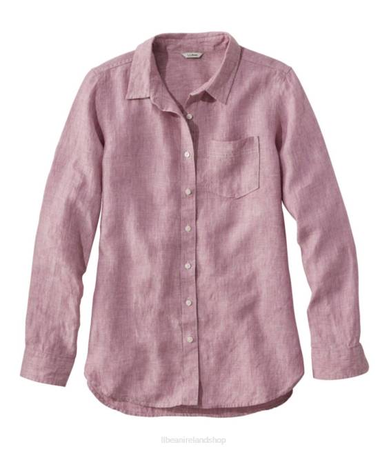 L.L.Bean Premium Washable Linen Shirt Women J46J58 Clothing Iris Mauve