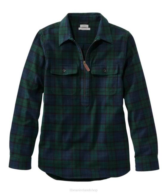 L.L.Bean Scotch Plaid Flannel Shirt Women J46J6447 Clothing Black Watch