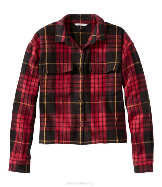 L.L.Bean Signature Heritage Textured Flannel Shirt Women J46J525 Clothing Royal Red