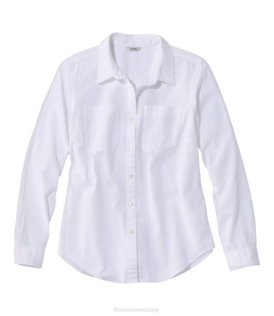 L.L.Bean Vacationland Seersucker Shirt Women J46J5680 Clothing White