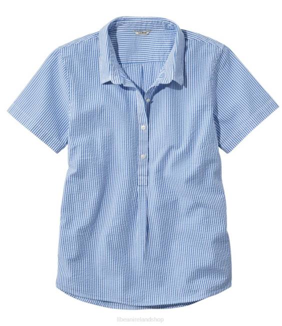 L.L.Bean Vacationland Seersucker Shirt Women J46J6416 Clothing Bright Capri