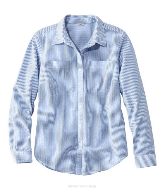 L.L.Bean Vacationland Seersucker Shirt Women J46J6424 Clothing Bright Capri
