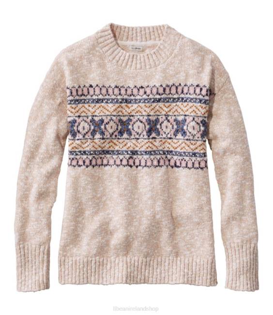 L.L.Bean Cotton Ragg Sweater Women J46J112 Clothing Bay Tan Fair Isle