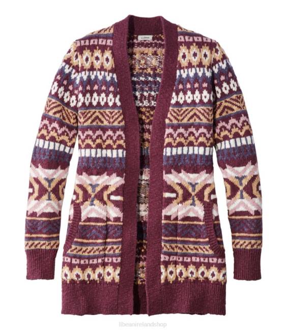 L.L.Bean Cotton Ragg Sweater Women J46J4900 Clothing Deep Wine Fair Isle