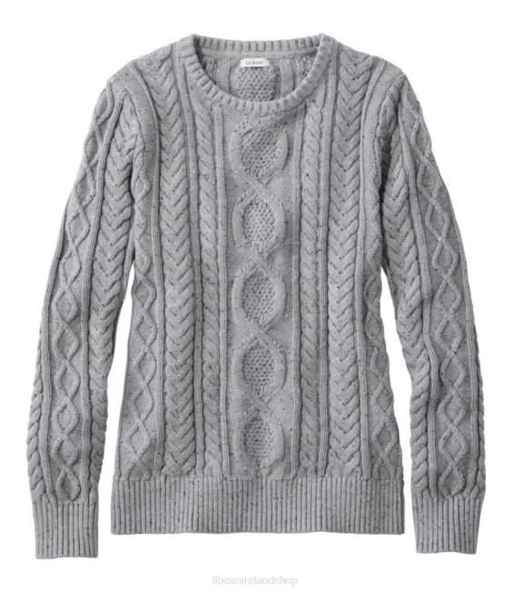 L.L.Bean Heritage Soft Cotton Fisherman Sweater Women J46J3383 Clothing Gray Pebble Donegal