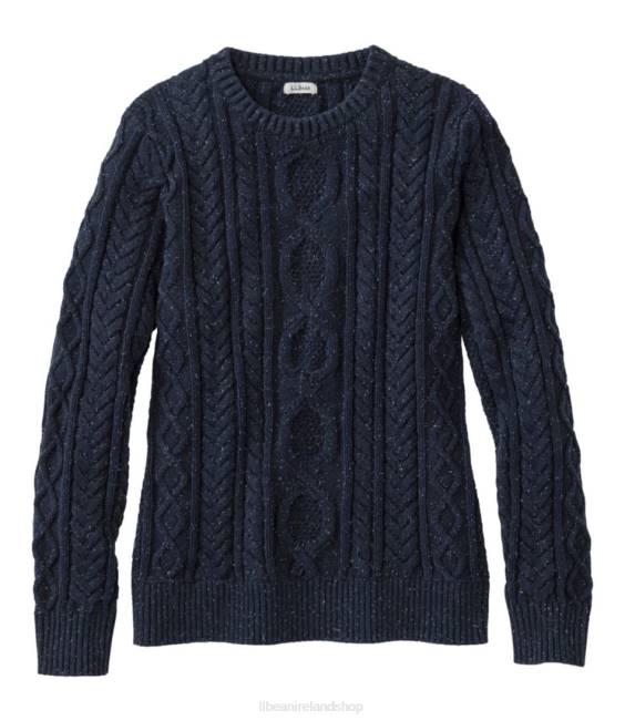 L.L.Bean Heritage Soft Cotton Fisherman Sweater Women J46J6609 Clothing Navy Donegal