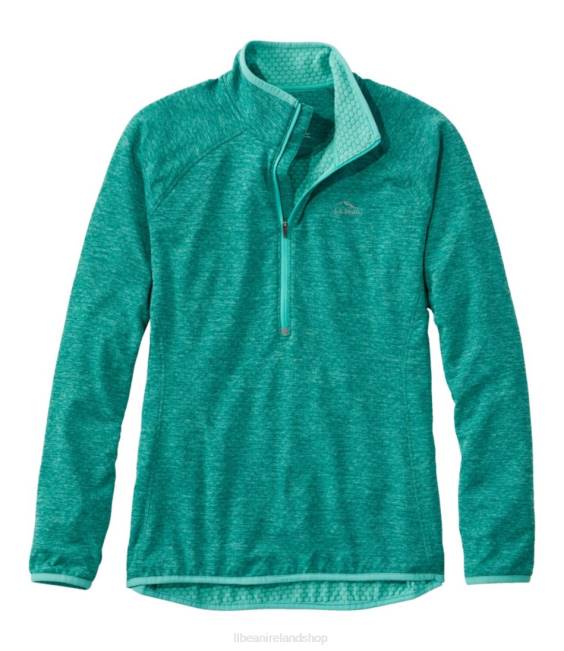 L.L.Bean Adventure Grid Fleece Quarter-Zip Pullover Women J46J3641 Clothing Warm Teal Heather