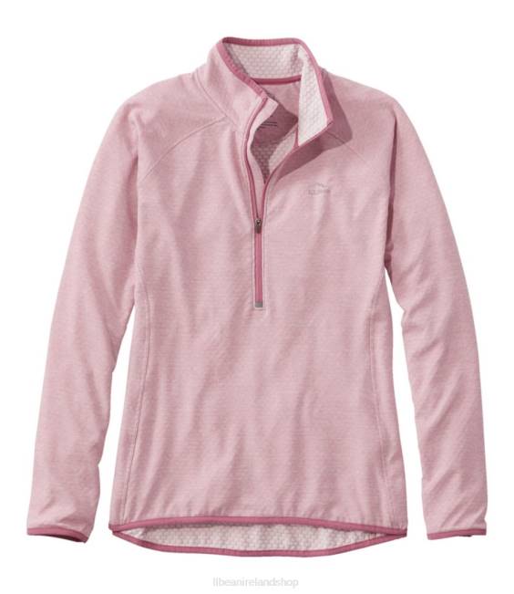 L.L.Bean Adventure Grid Fleece Quarter-Zip Pullover Women J46J6061 Clothing Light Mauve Heather