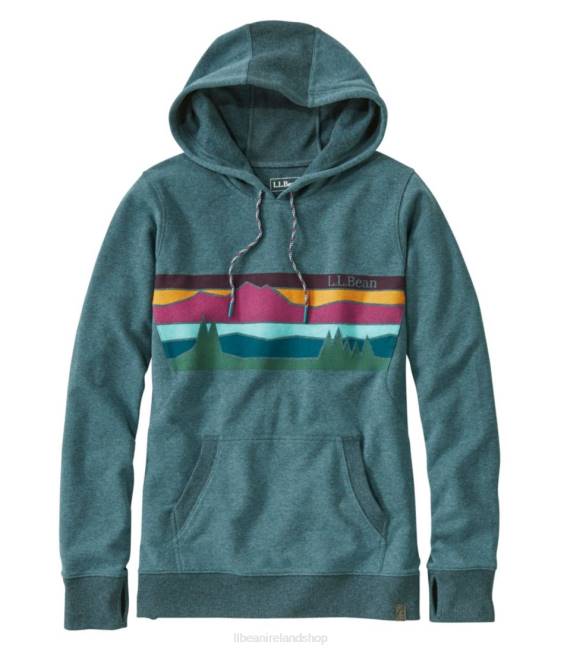 L.L.Bean Cozy Camp Hoodie Women J46J6577 Clothing Spruce Heather Colorbars