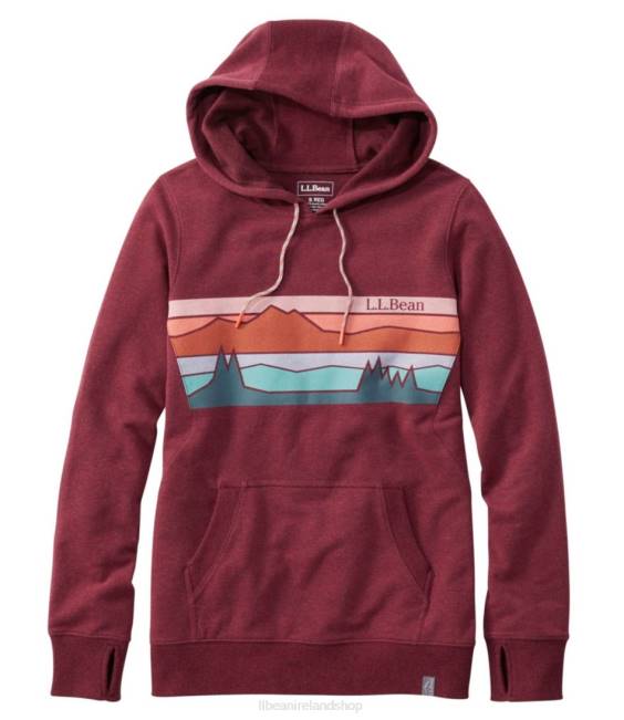 L.L.Bean Cozy Camp Hoodie Women J46J6991 Clothing Deep Port Heather Colorbars