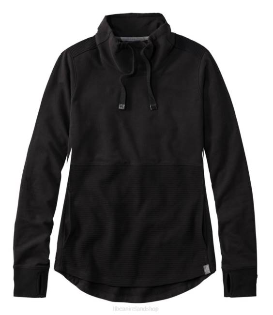 L.L.Bean Cozy Mixed-Knit Pullover Women J46J7284 Clothing Midnight Black