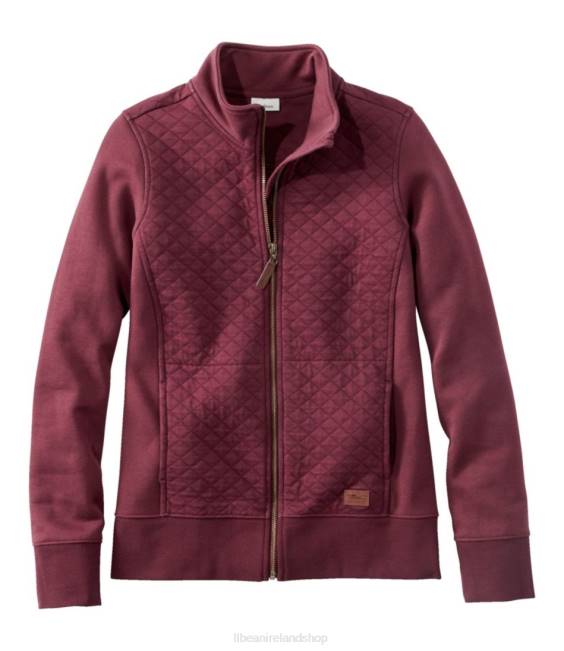 L.L.Bean Quilted Full-Zip Sweatshirt Women J46J2947 Clothing Deep Wine