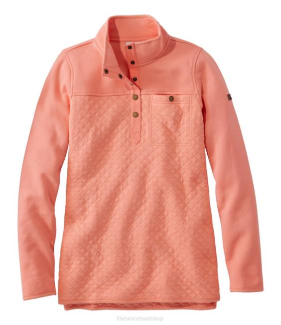 L.L.Bean Quilted Sweatshirt Women J46J3337 Clothing Warm Coral