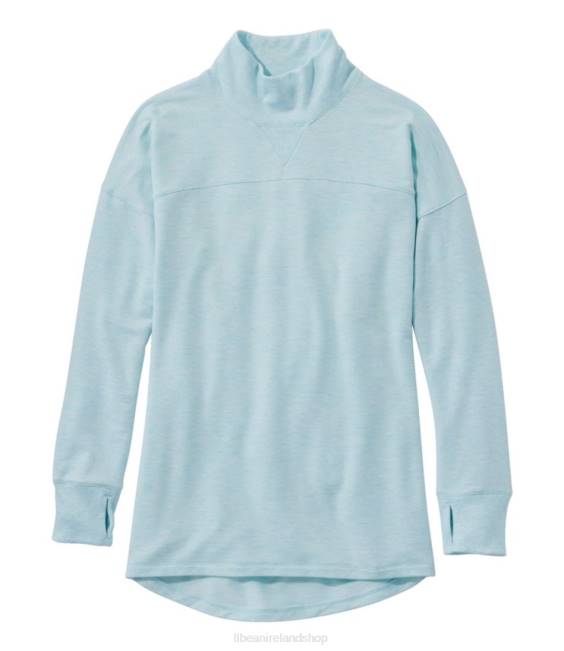 L.L.Bean SoftFlex Mockneck Pullover Women J46J3393 Clothing Cool Sea Blue Heather