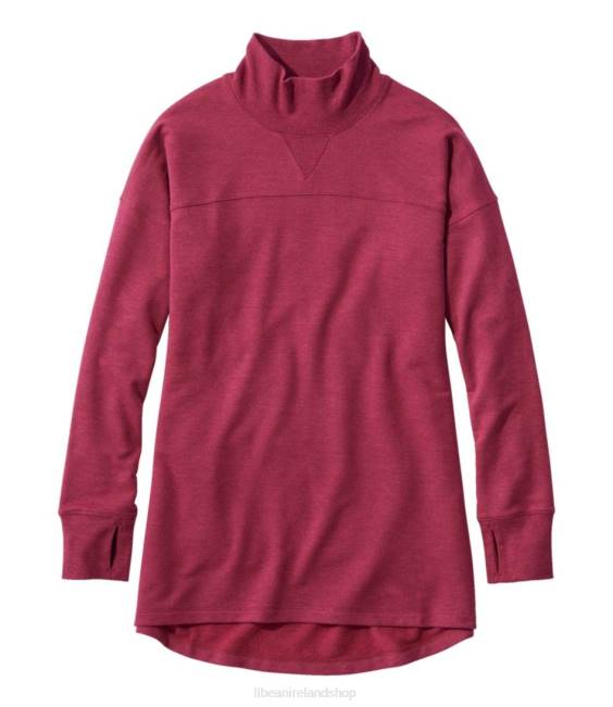 L.L.Bean SoftFlex Mockneck Pullover Women J46J523 Clothing Red Wine Heather