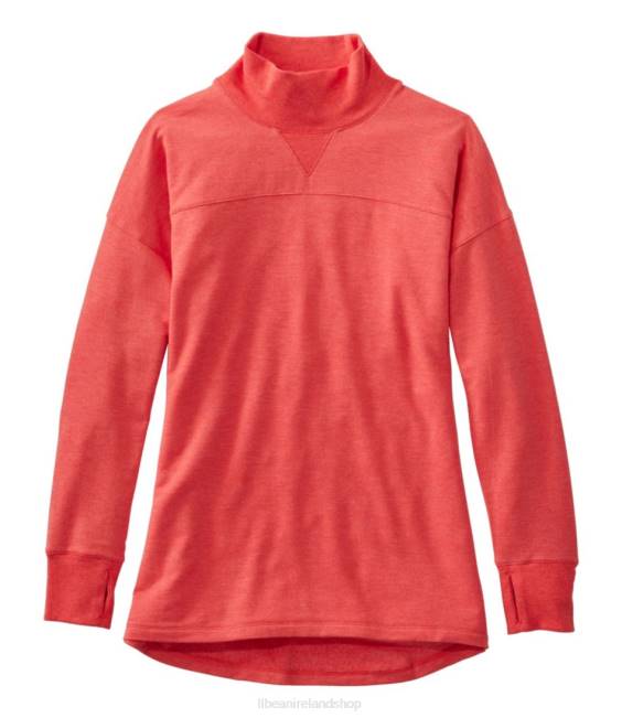 L.L.Bean SoftFlex Mockneck Pullover Women J46J6614 Clothing Ember Heather