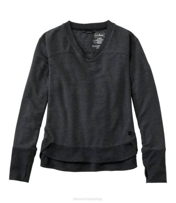 L.L.Bean SoftFlex V-Neck Pullover Women J46J3216 Clothing Midnight Black Heather