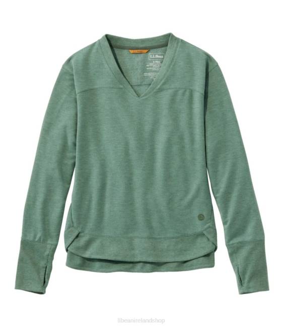 L.L.Bean SoftFlex V-Neck Pullover Women J46J6970 Clothing Sea Green Heather