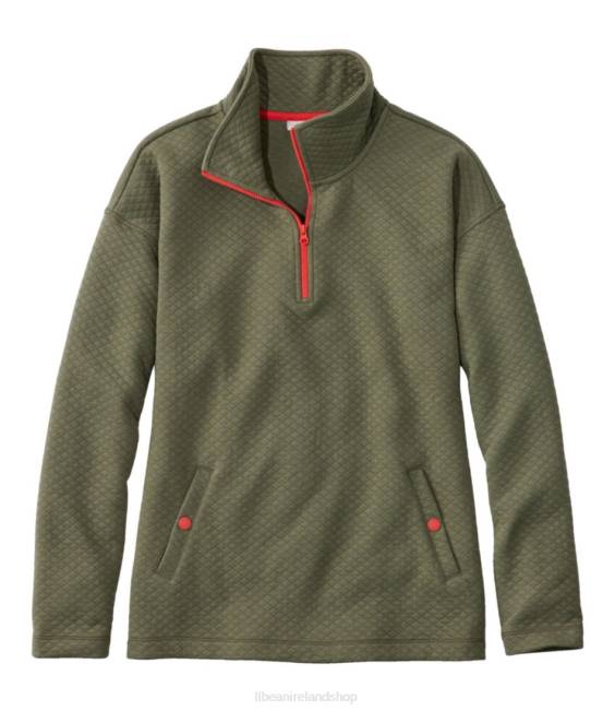 L.L.Bean SoftLight Quilted Top Women J46J6596 Clothing Deep Olive