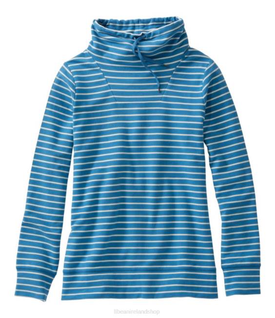 L.L.Bean Ultrasoft Sweats Funnelneck Pullover Women J46J5921 Clothing Marine Blue/Cream