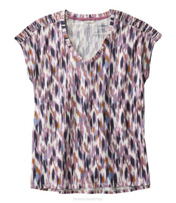 L.L.Bean Beyond Soft V-Neck Tee Women J46J306 Clothing Light Mauve Crosshatch