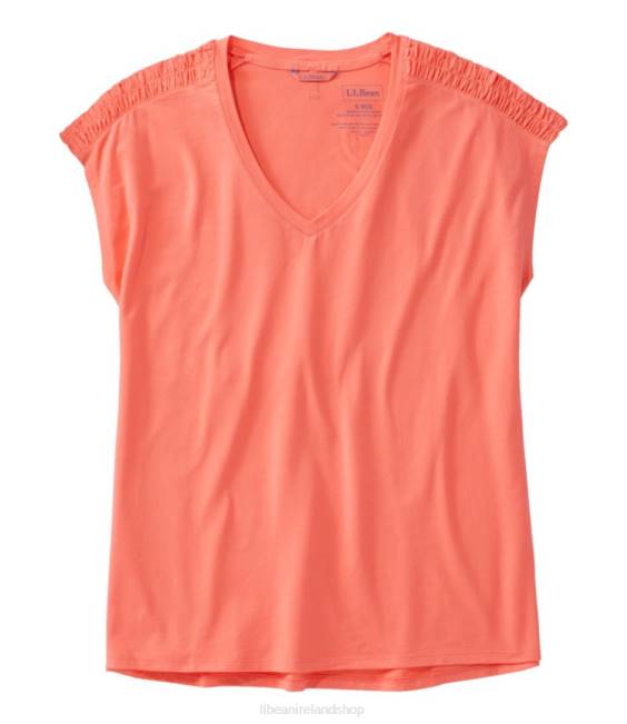 L.L.Bean Beyond Soft V-Neck Tee Women J46J47 Clothing Wild Salmon