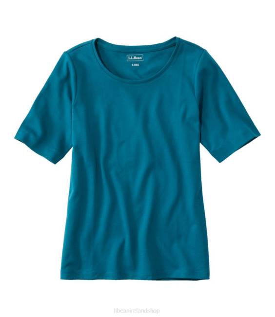 L.L.Bean Jewelneck Tee Women J46J6392 Clothing Deep Turquoise