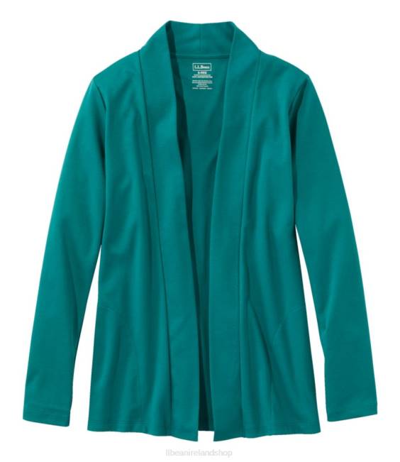 L.L.Bean Pima Cotton Open Cardigan Women J46J12 Clothing Warm Teal