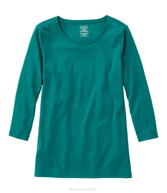 L.L.Bean Pima Cotton Shaped Tee Women J46J2934 Clothing Warm Teal