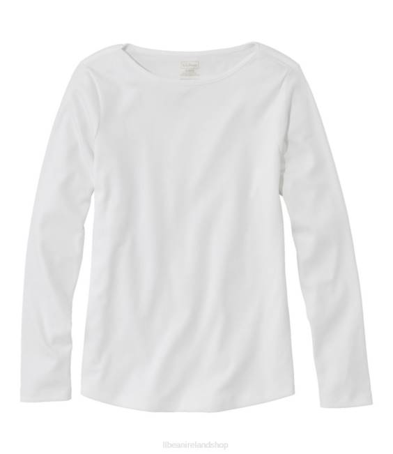 L.L.Bean Pima Cotton Shaped Tee Women J46J5842 Clothing White