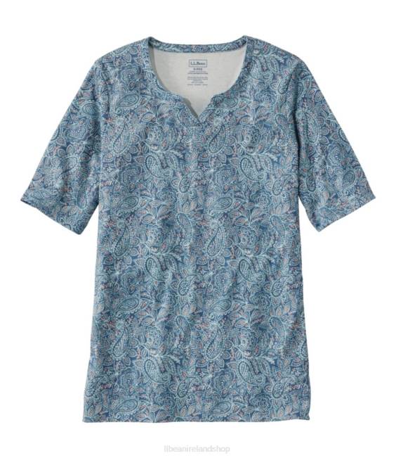 L.L.Bean Pima Cotton Tee Women J46J691 Clothing Moonlight Blue Paisley
