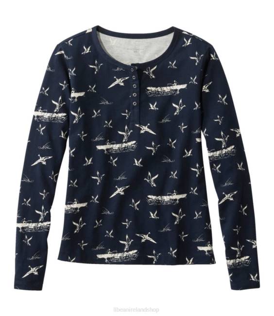 L.L.Bean Signature Rangeley Cotton Tee Women J46J6643 Clothing Navy Scenic