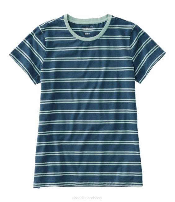 L.L.Bean Soft Stretch Supima Tee Women J46J3008 Clothing Dark Mariner/Pale Spruce