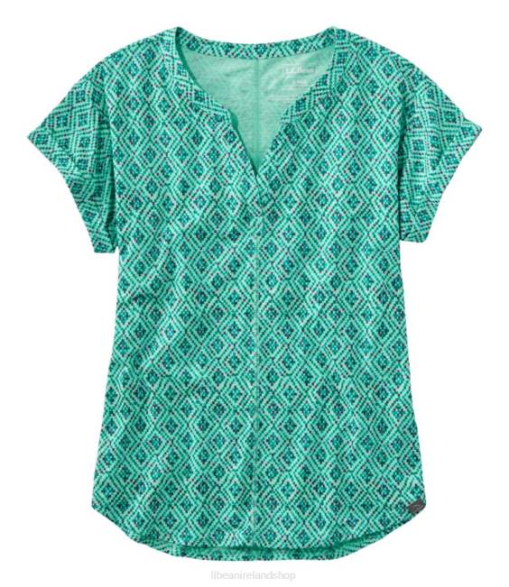 L.L.Bean Streamside Tee Women J46J6399 Clothing Faded Jade Geo