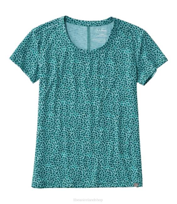 L.L.Bean Streamside Tee Women J46J7187 Clothing Sea Aqua Geo