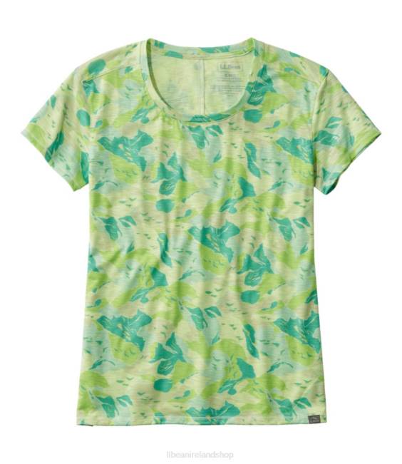 L.L.Bean Streamside Tee Women J46J7292 Clothing Citrus Green Camo