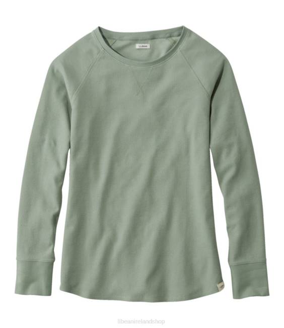 L.L.Bean Unshrinkable Mini-Waffle Tee Women J46J3372 Clothing Faded Sage