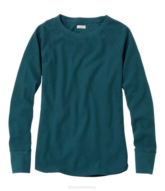 L.L.Bean Unshrinkable Mini-Waffle Tee Women J46J503 Clothing Deep Admiral Blue