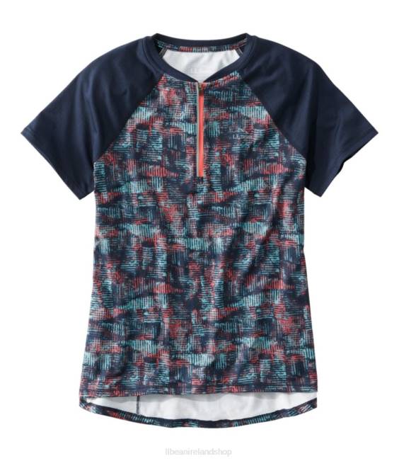 L.L.Bean Comfort Cycling Jersey Print Short-Sleeve Women J46J1668 Clothing Classic Navy Geo Print/Classic Navy