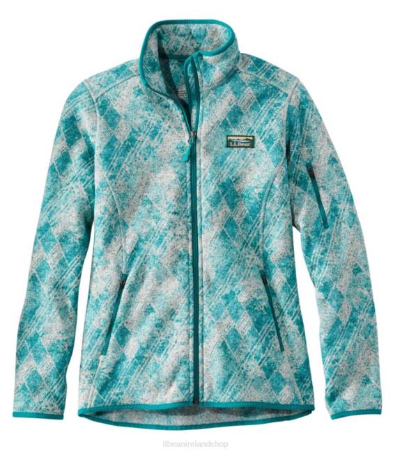 L.L.Bean Sweater Fleece Full-Zip Jacket Women J46J552 Outerwear Teal Blue Fracture