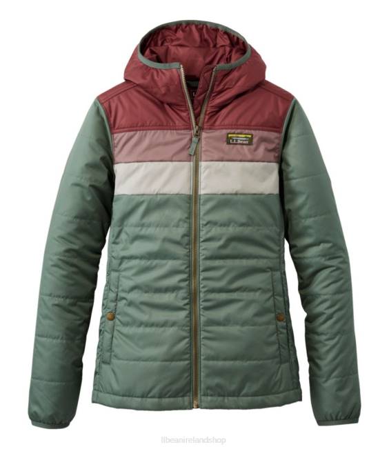 L.L.Bean Mountain Classic Puffer Hooded Jacket Women J46J5098 Outerwear Rosewood/Sea Green