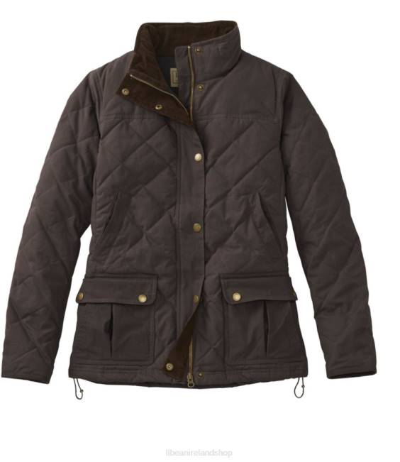L.L.Bean Upcountry Waxed-Cotton Down Jacket Women J46J3664 Outerwear Coffee Bean