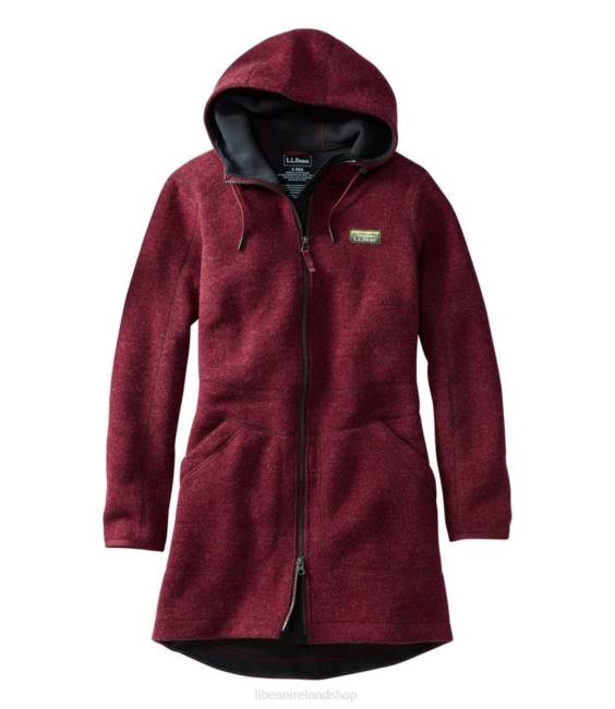 L.L.Bean WoolTek Coat Women J46J5092 Outerwear Burgundy Heather