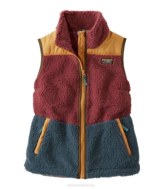L.L.Bean Sherpa Fleece Vest Women J46J5104 Outerwear Rosewood/Rangeley Blue