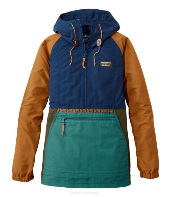 L.L.Bean Mountain Classic Anorak Women J46J6023 Outerwear Collegiate Blue/Rustic Green